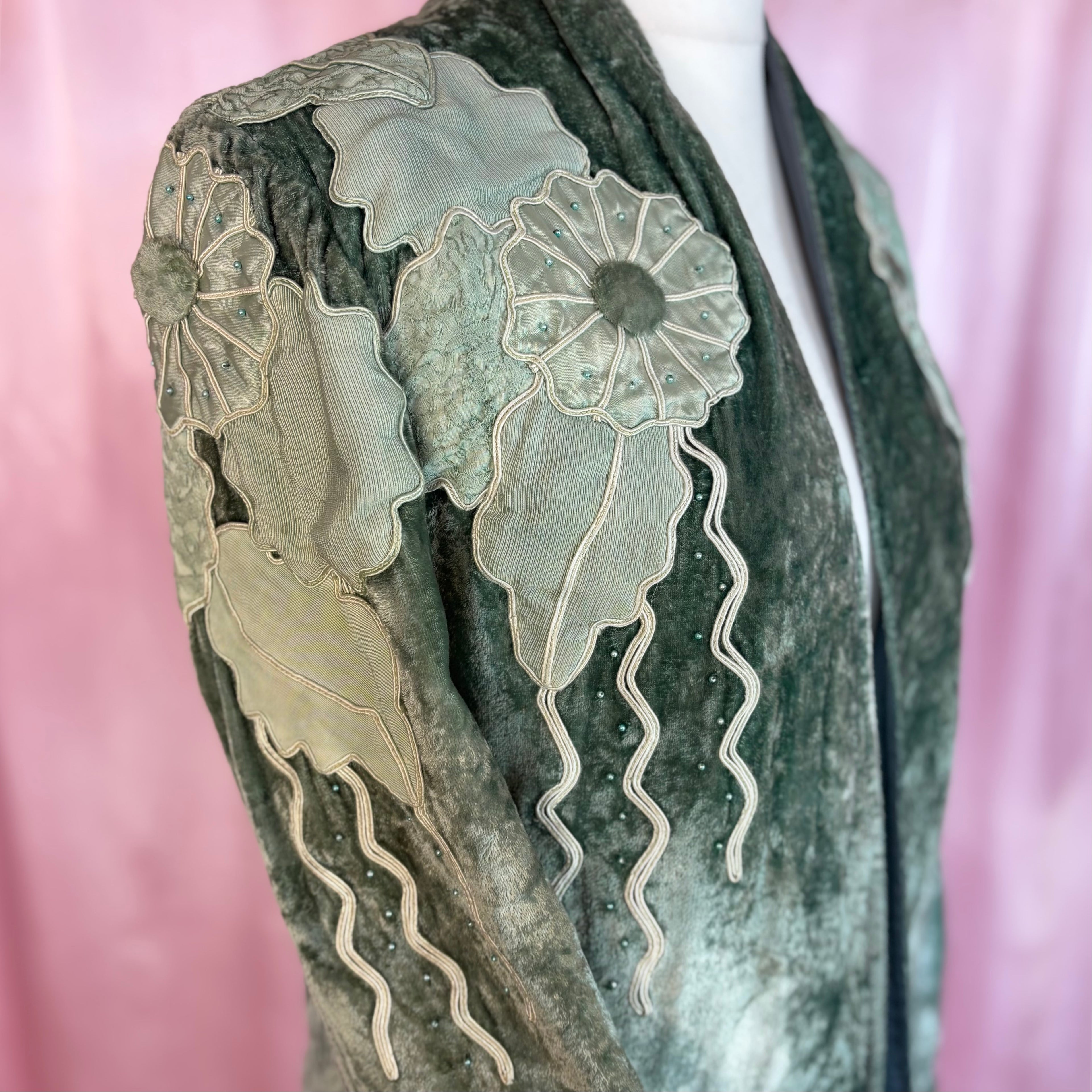 1980s Embellished velvet jacket, Handmade, size 12