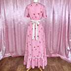1970 Pink floral prairie dress, handmade, size 6