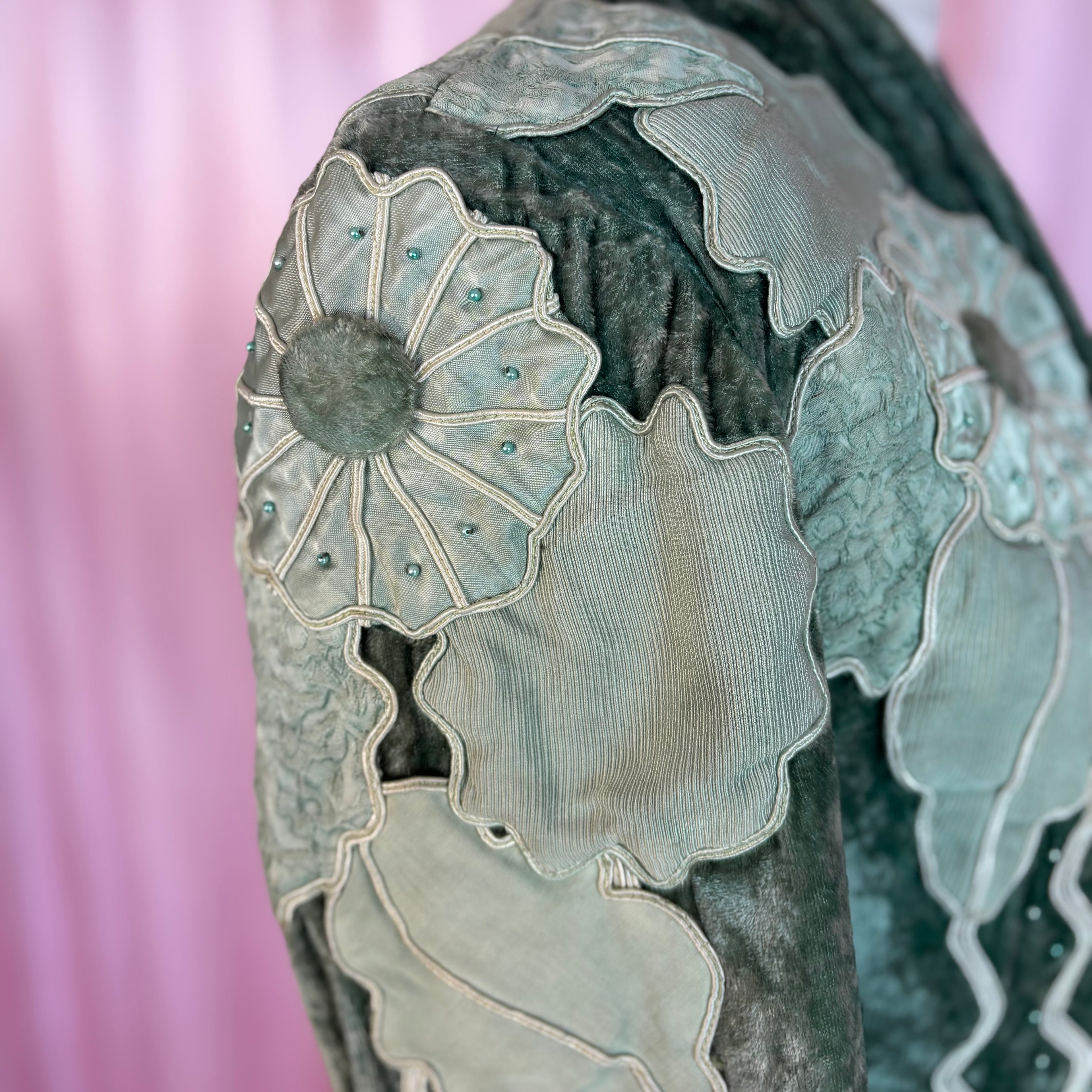 1980s Embellished velvet jacket, Handmade, size 12