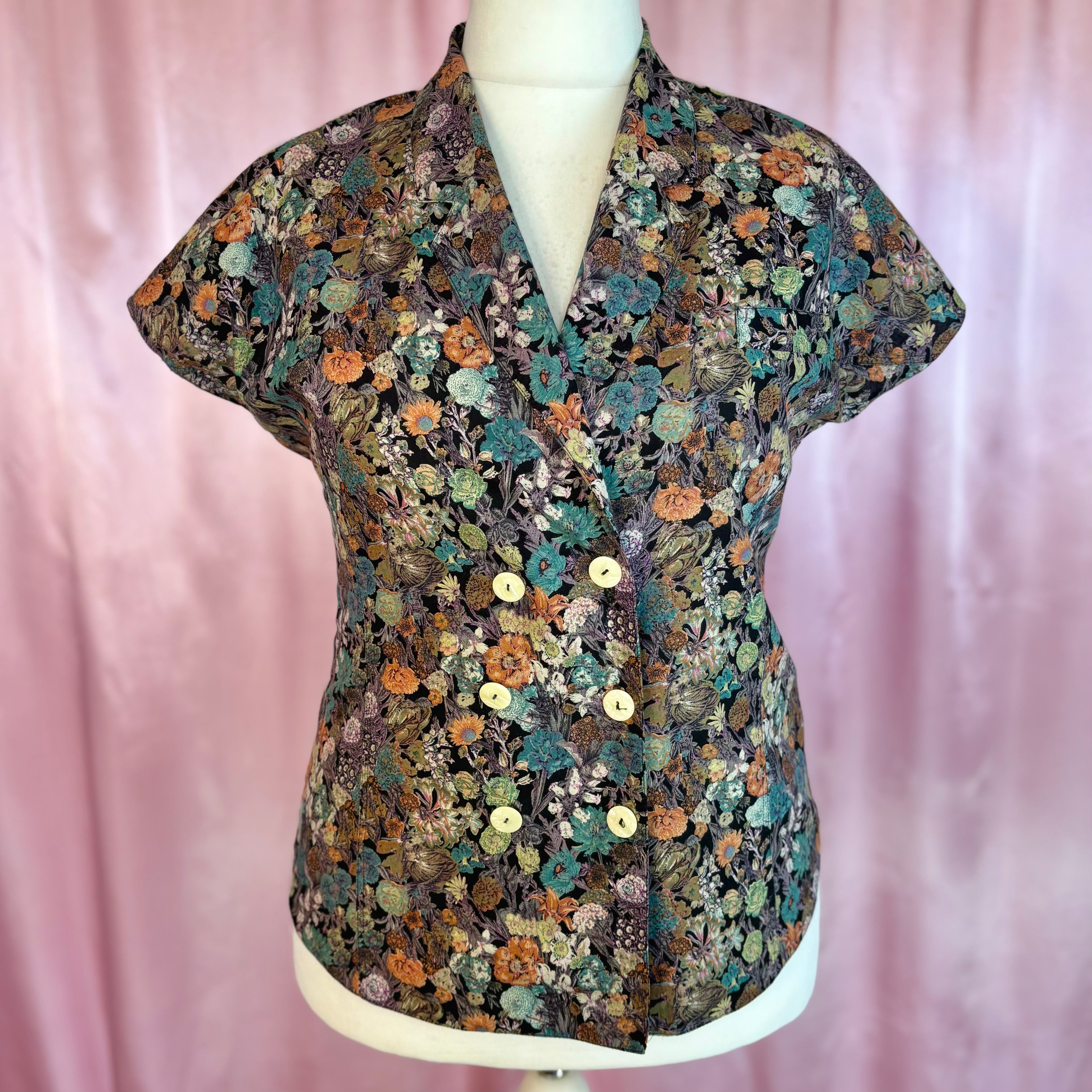 1980s Floral blouse, Unbranded, size 18