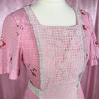 1970 Pink floral prairie dress, handmade, size 6