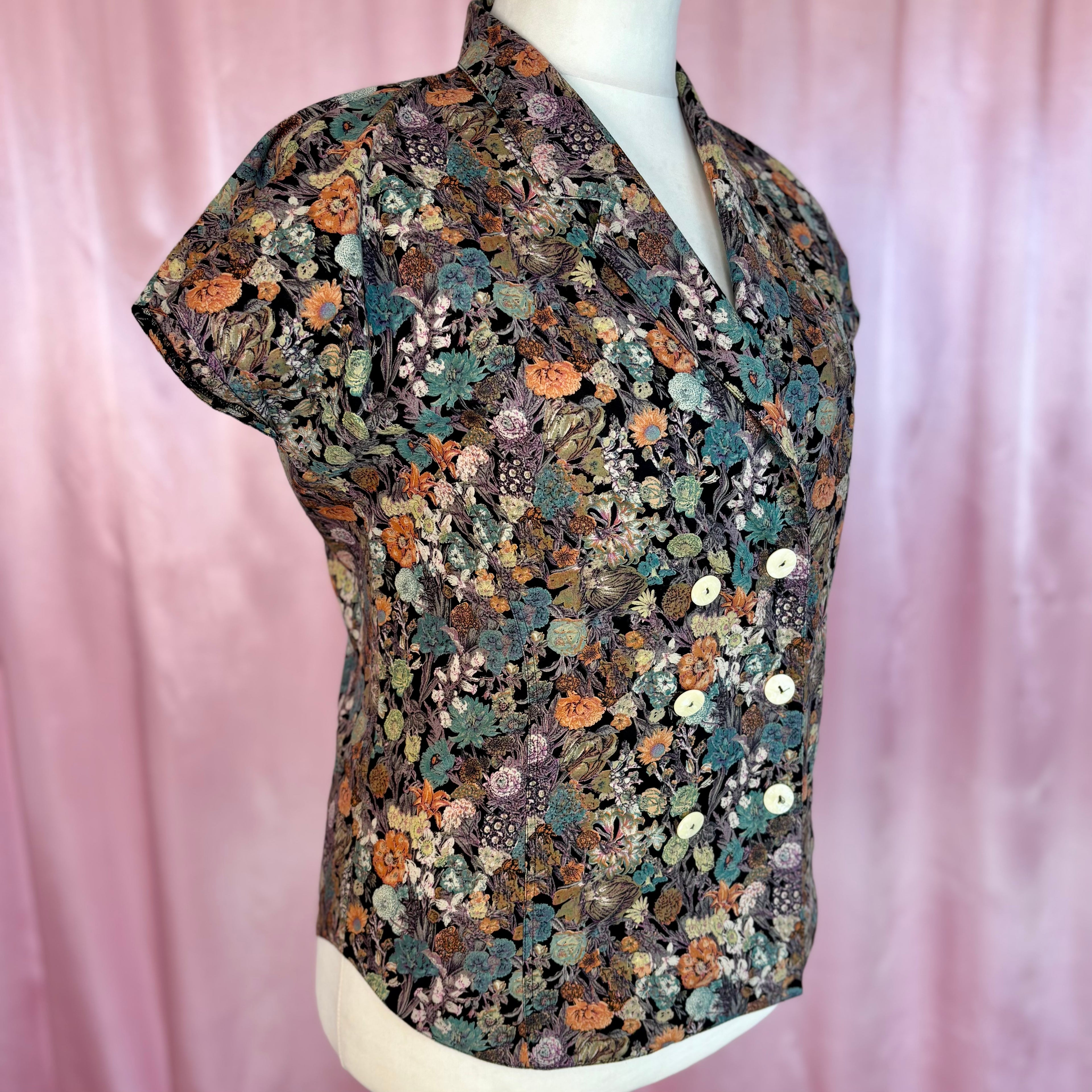 1980s Floral blouse, Unbranded, size 18