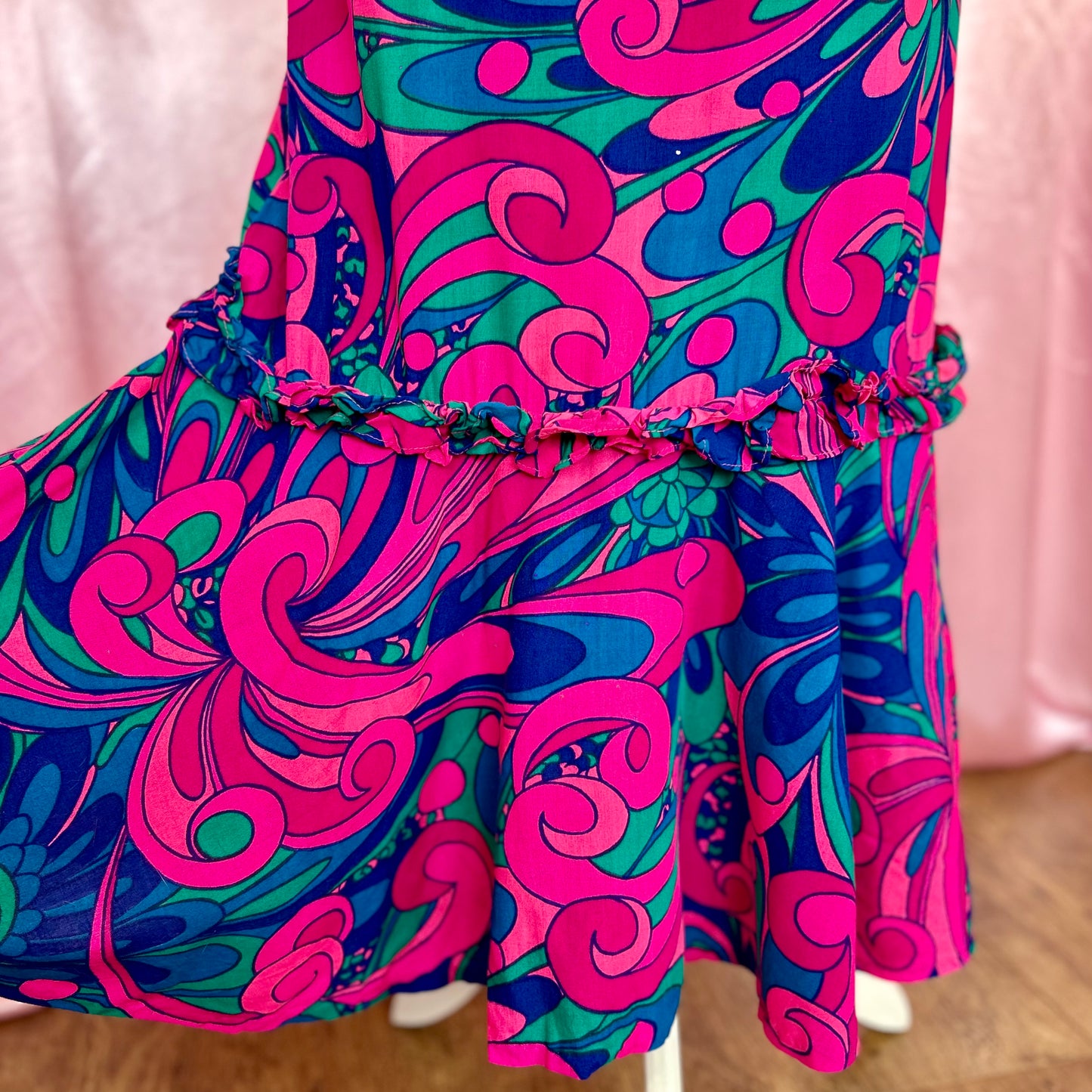 1960s Psychedelic maxi dress, handmade, size 14