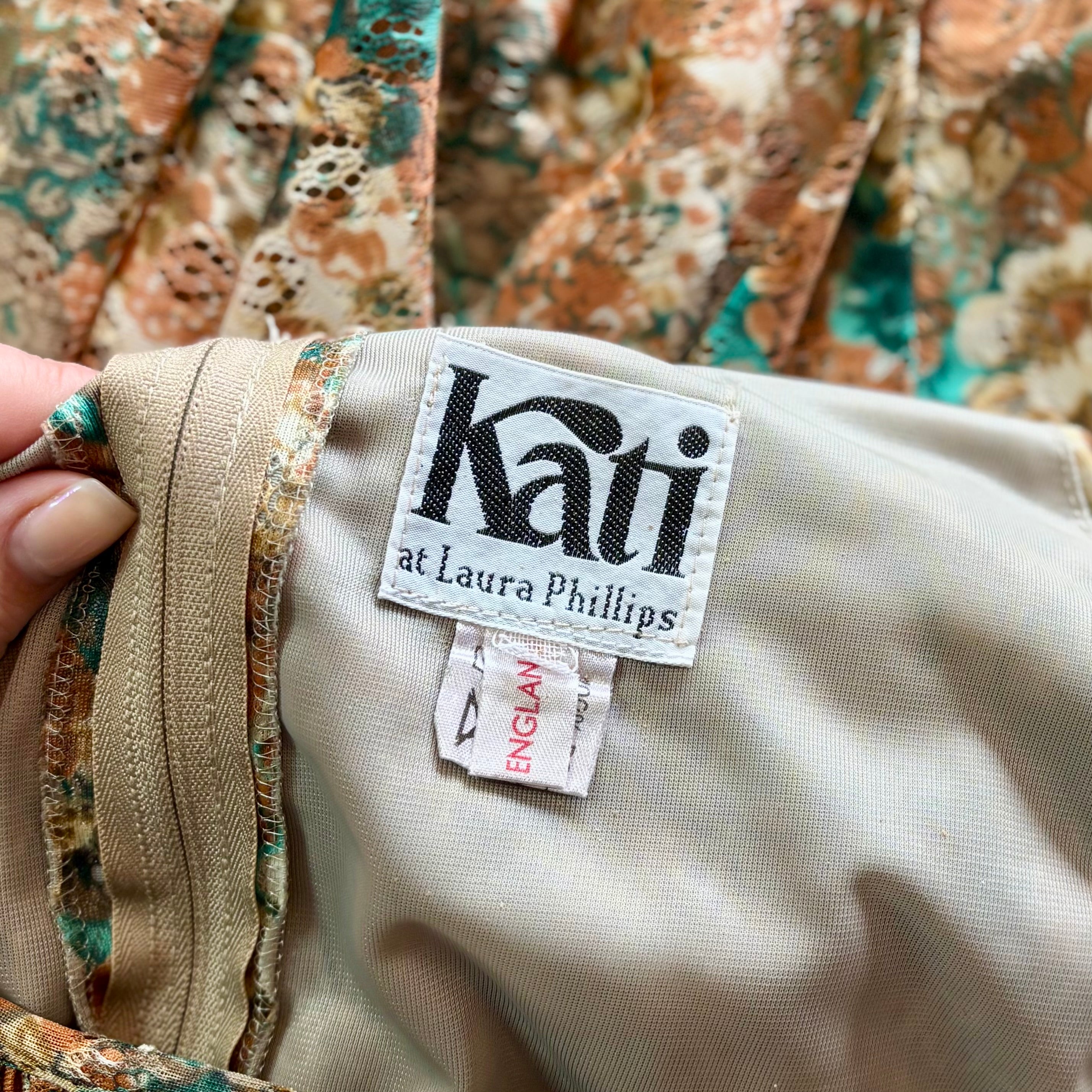 1970s Floral lace dress, Kati by Laura Phillips, size 8