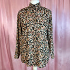 1980s Black & Brown floral blouse, by Mia, size 14