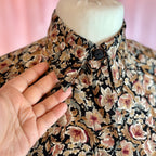 1980s Black & Brown floral blouse, by Mia, size 14