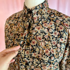 1980s Black & Brown floral blouse, by Mia, size 14