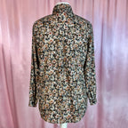 1980s Black & Brown floral blouse, by Mia, size 14