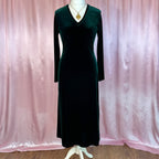 1990s Dark green velvet dress, by Canda, size 12/14