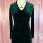 1990s Dark green velvet dress, by Canda, size 12/14