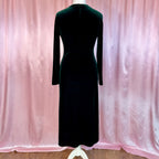 1990s Dark green velvet dress, by Canda, size 12/14