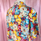 1980s Red floral top, by Tru Blouse, size 16