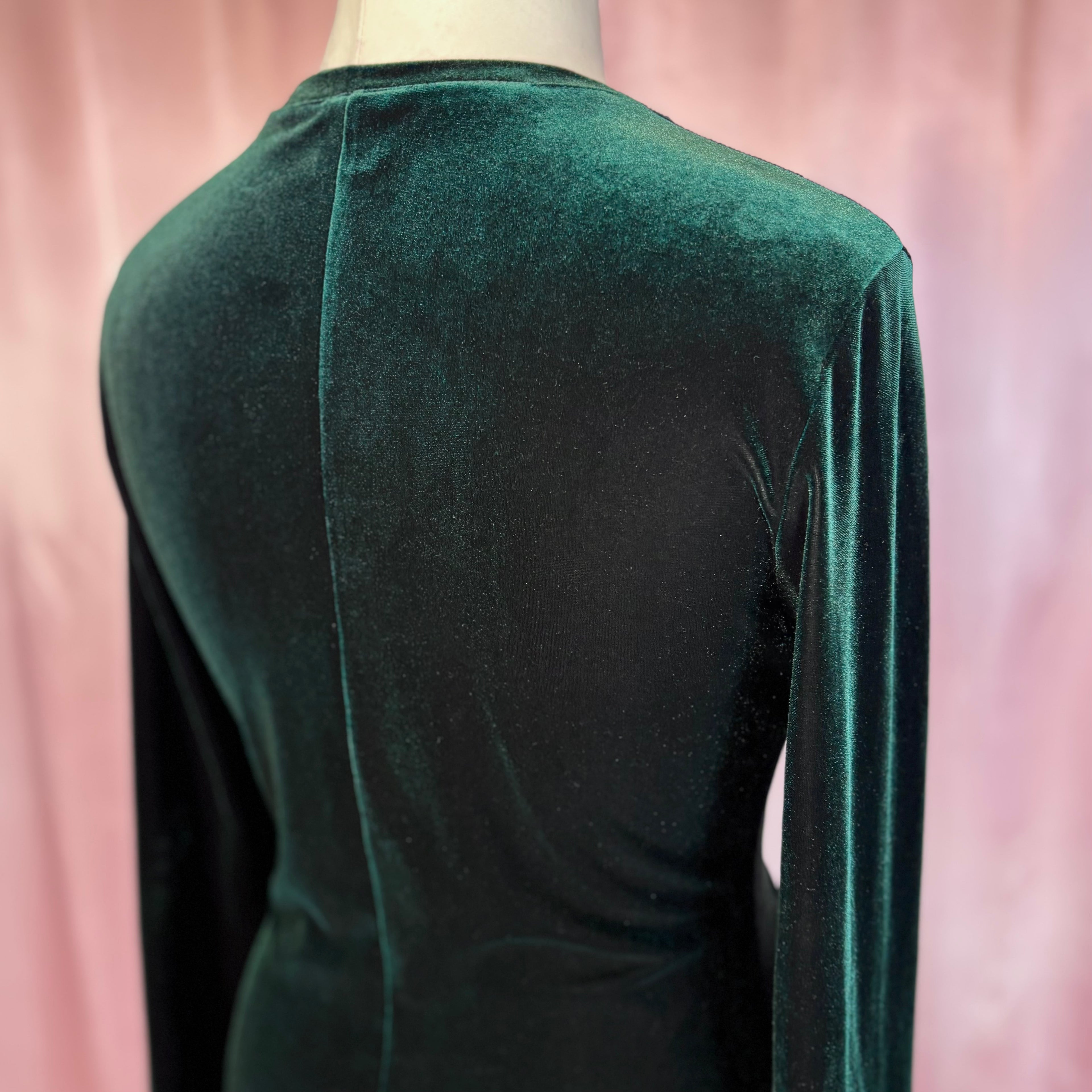 1990s Dark green velvet dress, by Canda, size 12/14