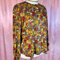 1980s Khaki floral blouse, by Littlewoods, size 20