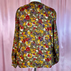 1980s Khaki floral blouse, by Littlewoods, size 20