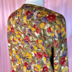 1980s Khaki floral blouse, by Littlewoods, size 20