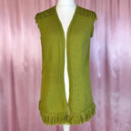 1970s Green knit gilet, Handmade, size 14