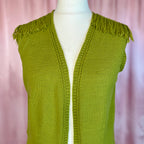 1970s Green knit gilet, Handmade, size 14
