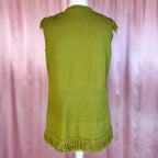 1970s Green knit gilet, Handmade, size 14