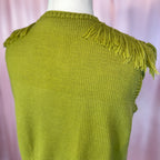 1970s Green knit gilet, Handmade, size 14