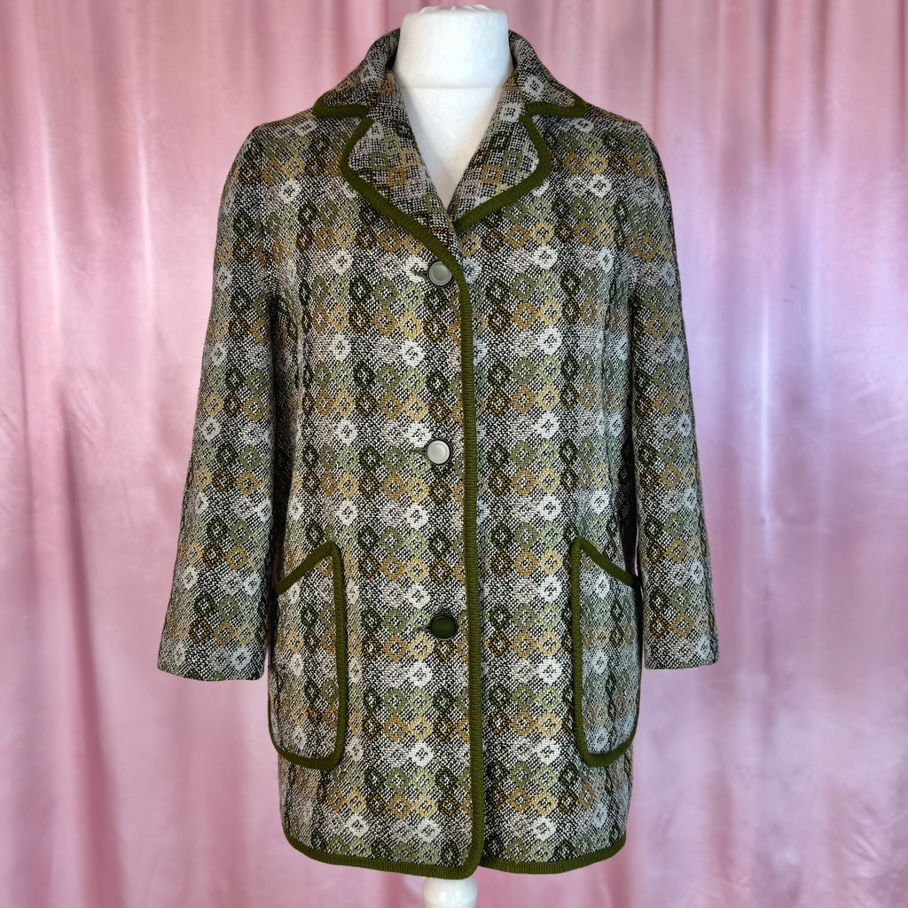 1960s/70s Green welsh wool coat, by Dillad Coracle, size 12