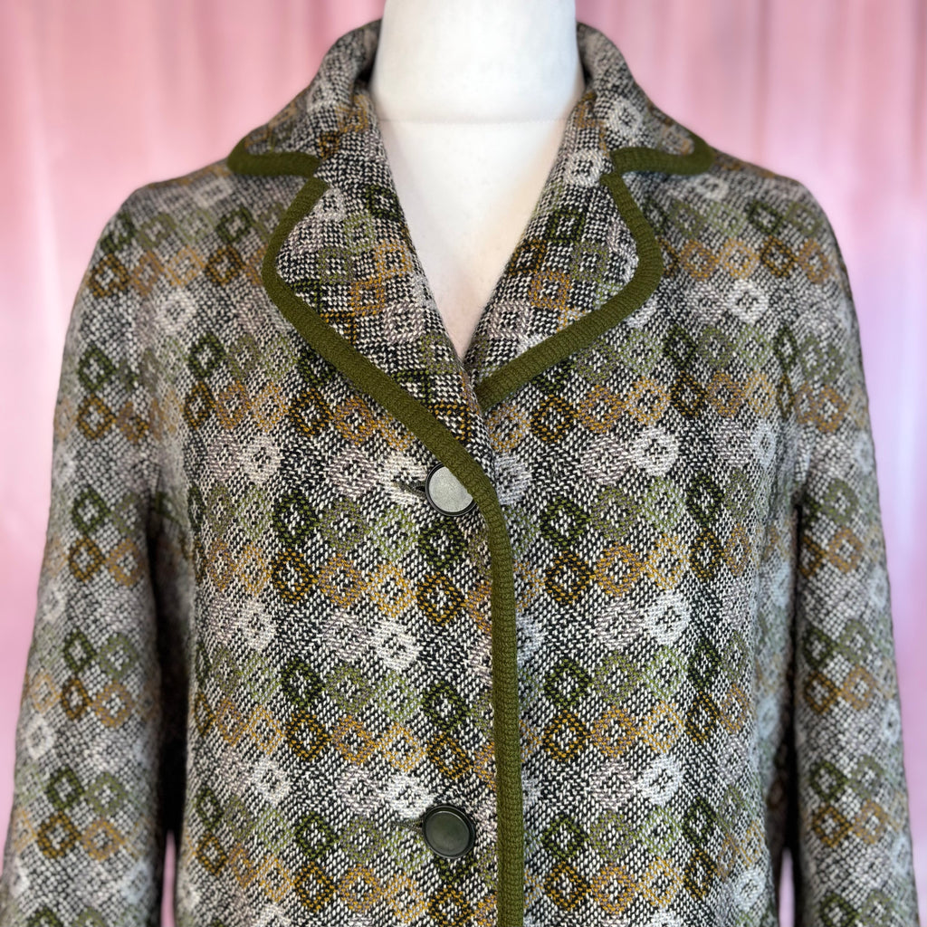 1960s/70s Green welsh wool coat, by Dillad Coracle, size 12