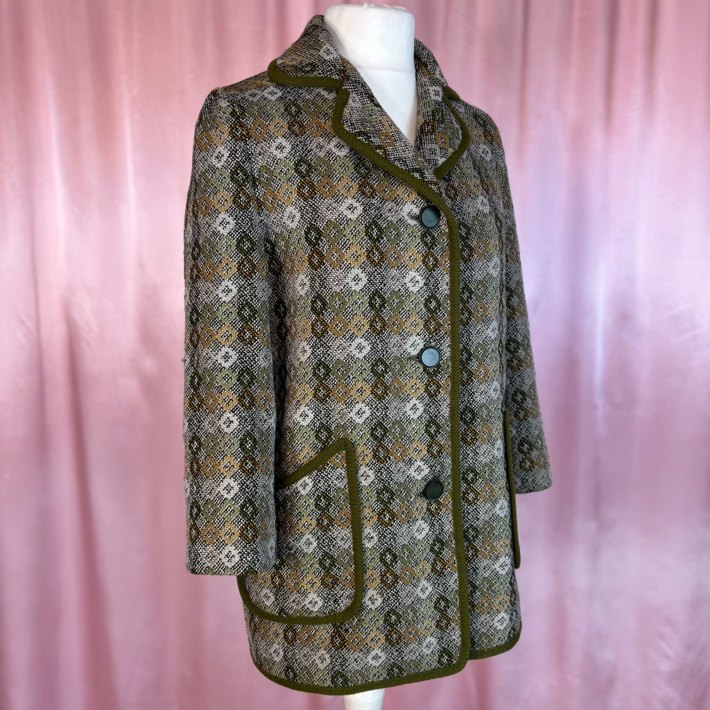1960s/70s Green welsh wool coat, by Dillad Coracle, size 12
