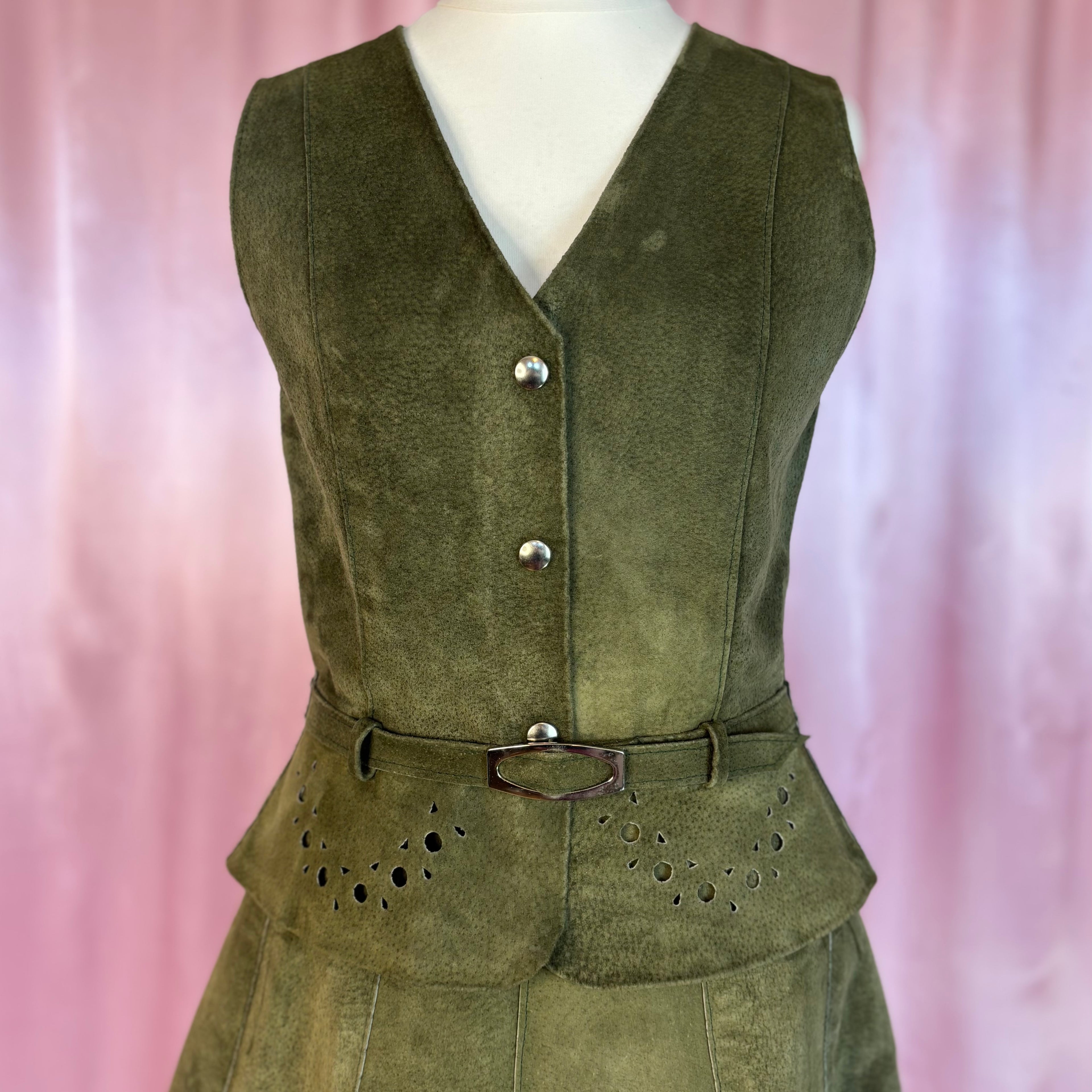 1970s Suede skirt & gilet co-ord, unbranded, size 8