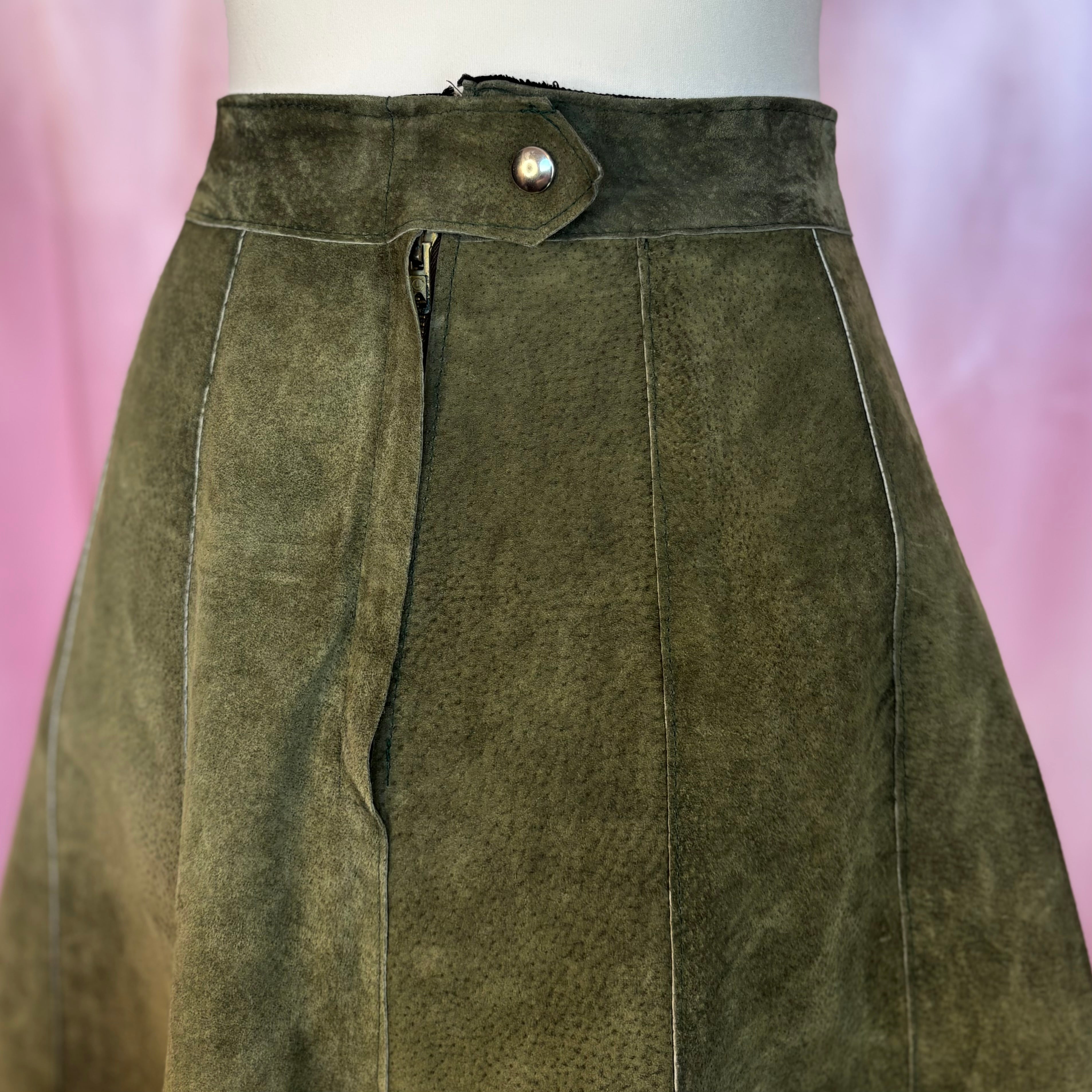 1970s Suede skirt & gilet co-ord, unbranded, size 8