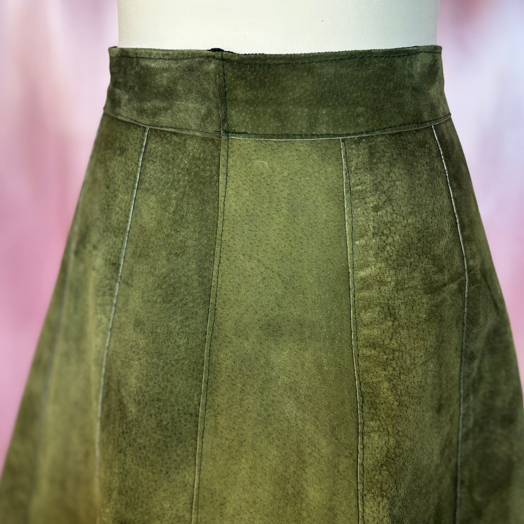 1970s Suede skirt & gilet co-ord, unbranded, size 8
