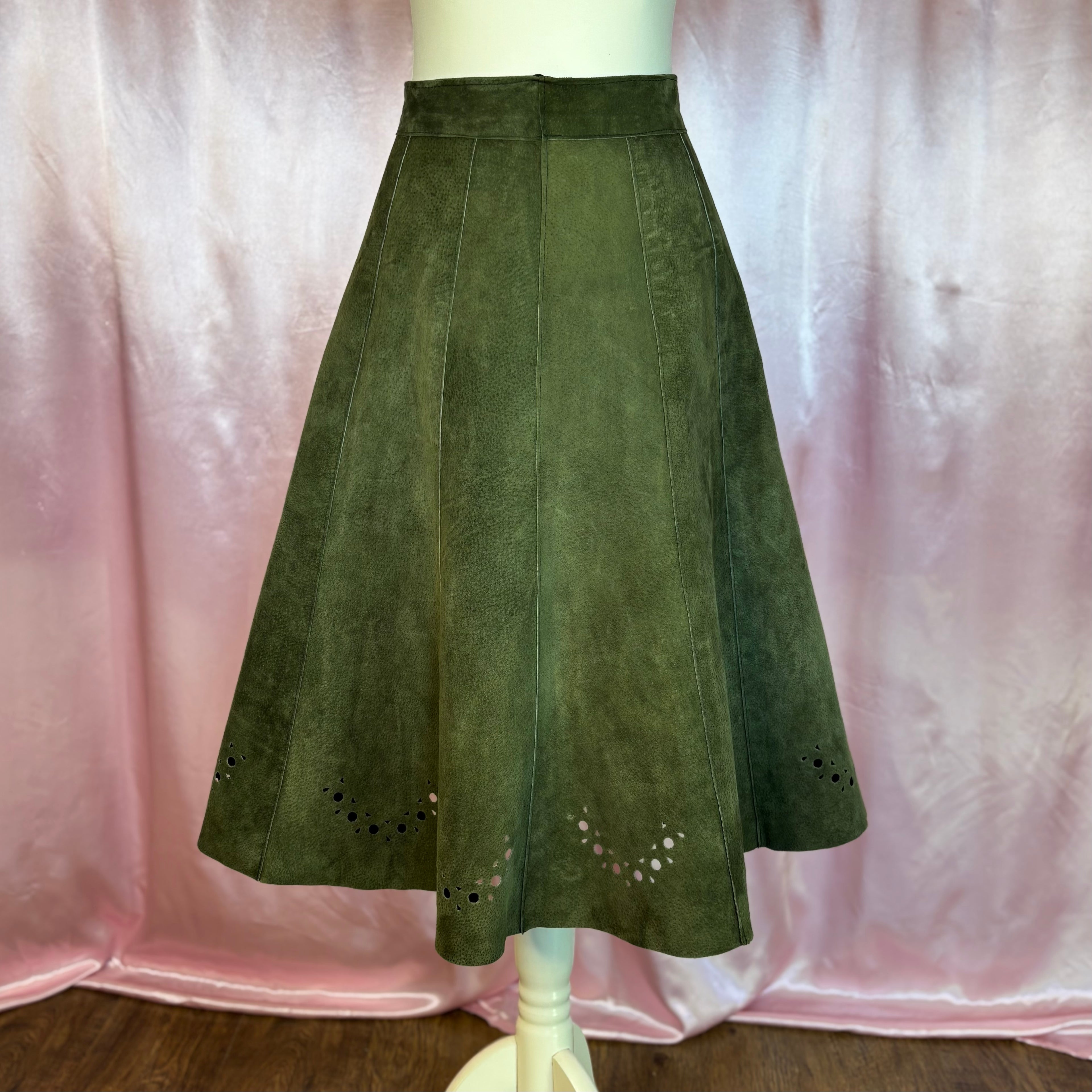 1970s Suede skirt & gilet co-ord, unbranded, size 8