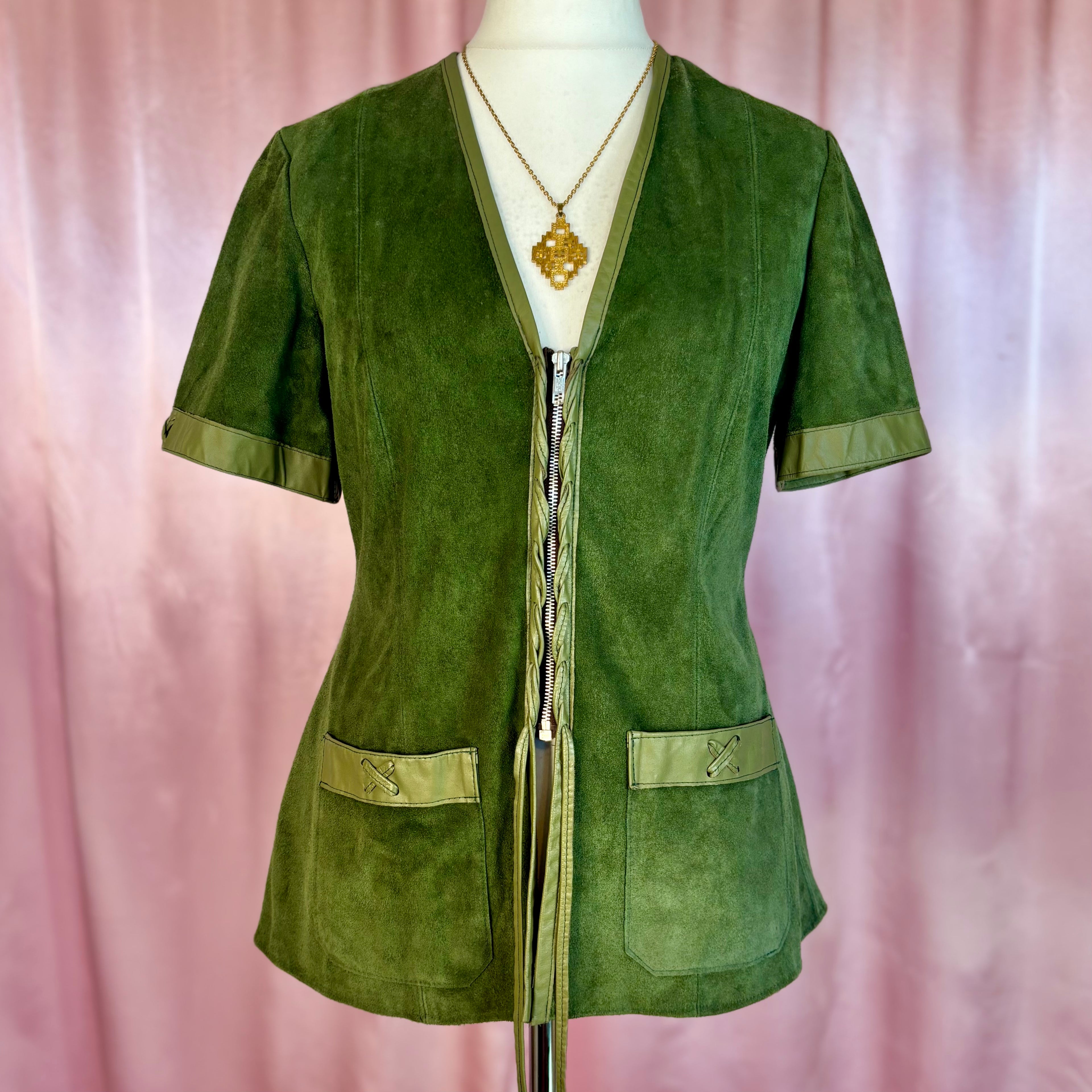 1970s Suede & Leather jacket, unbranded, size 12/14