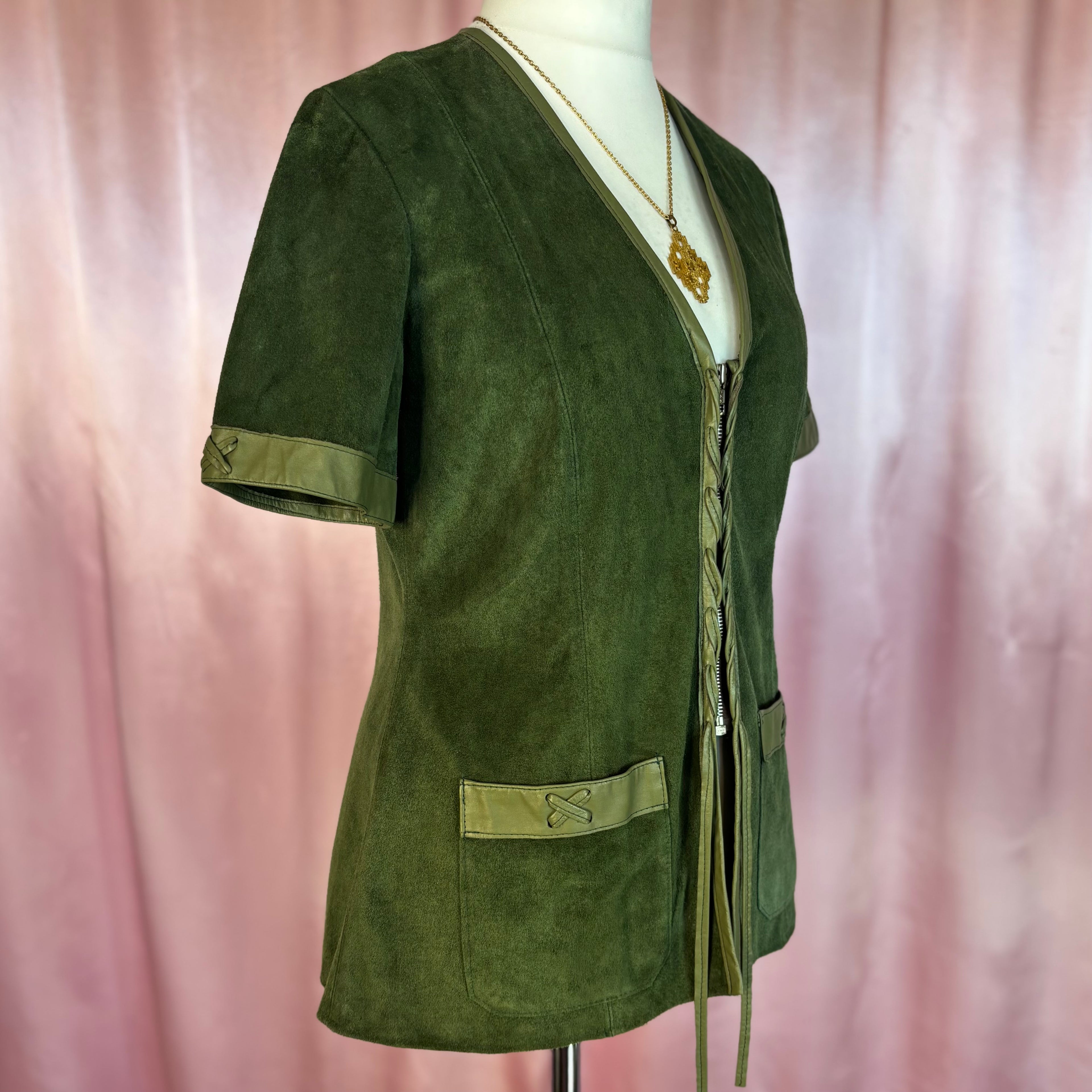 1970s Suede & Leather jacket, unbranded, size 12/14