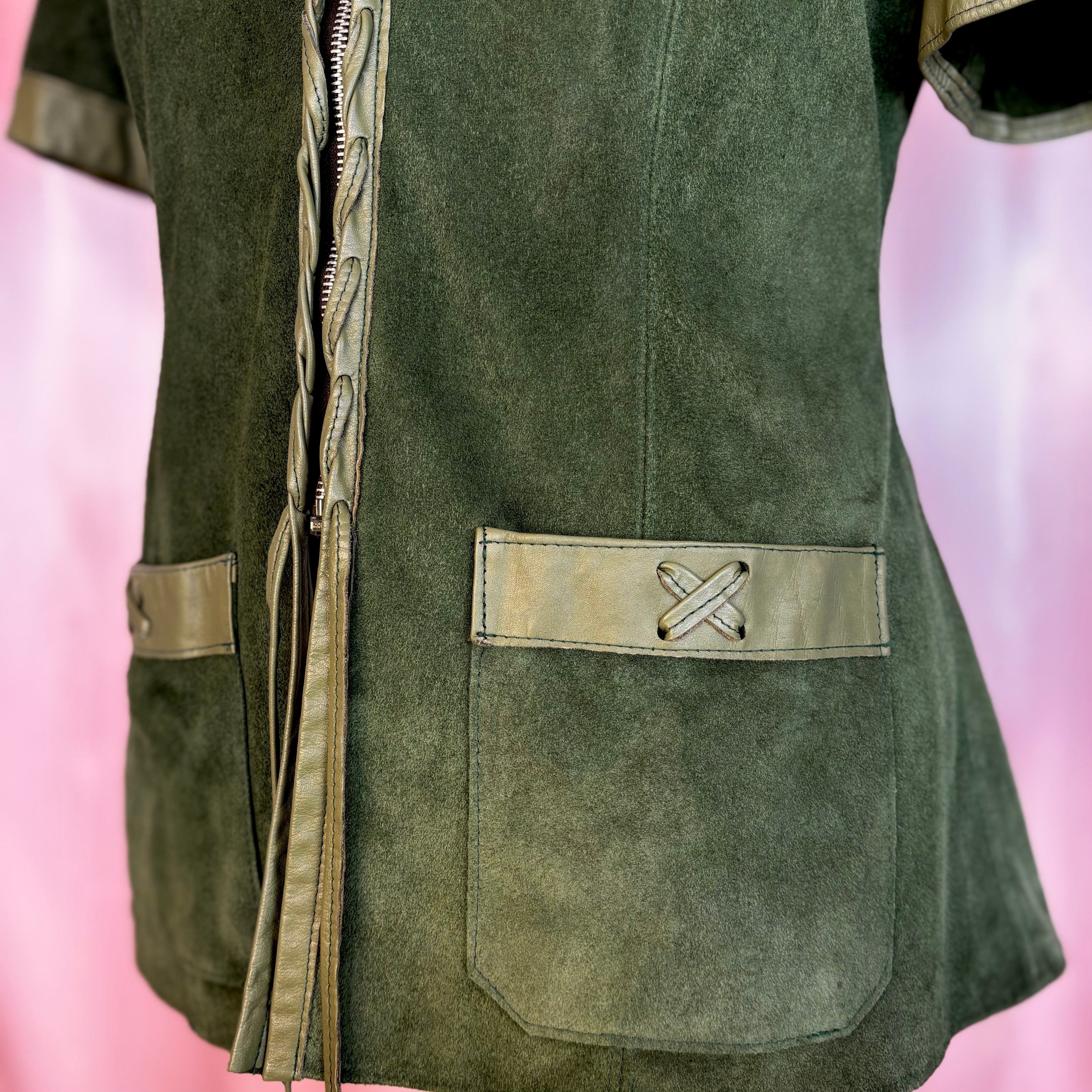 1970s Suede & Leather jacket, unbranded, size 12/14