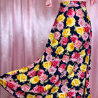 1990s floral viscose midi skirt, unbranded, size 8