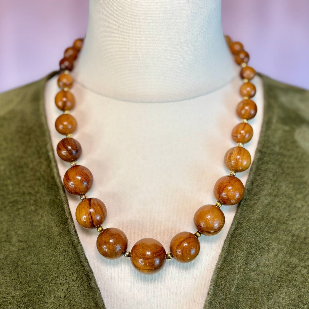1980s Wooden beaded  necklace