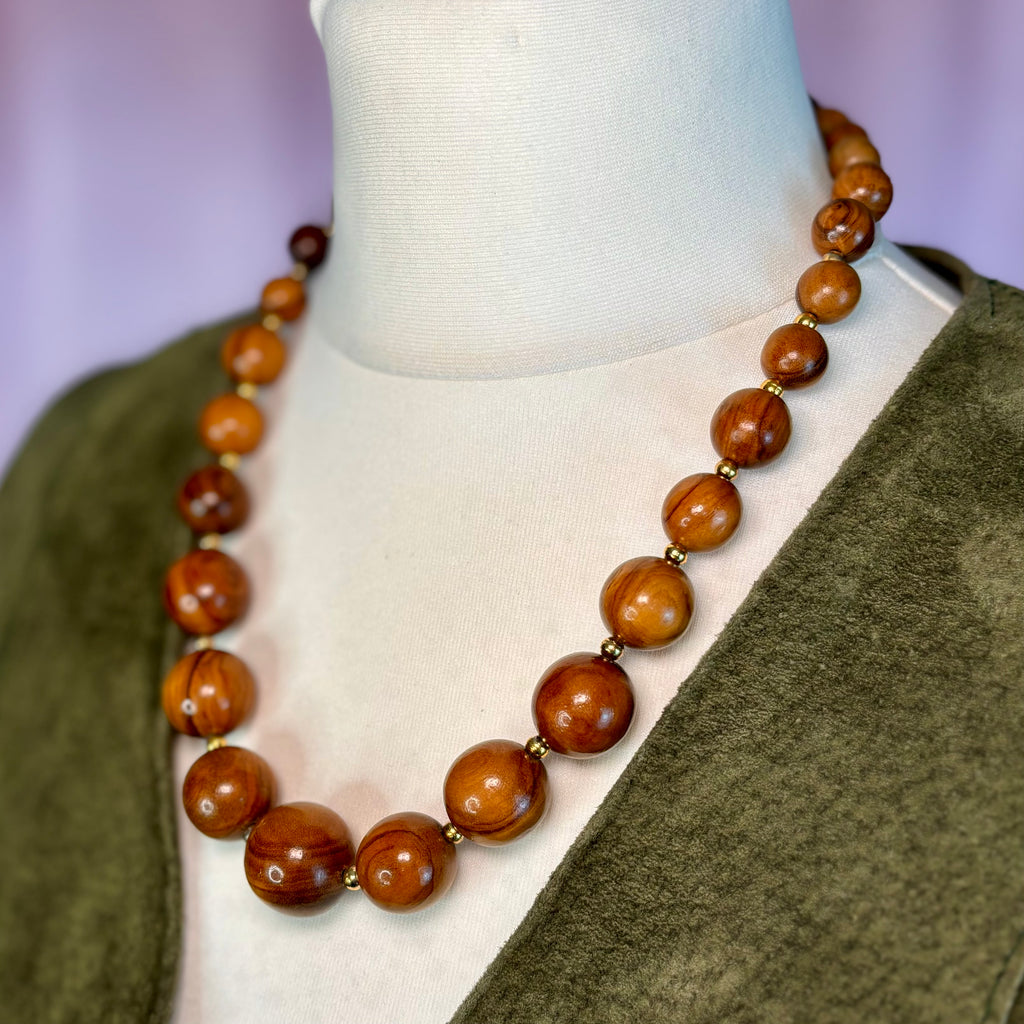 1980s Wooden beaded  necklace