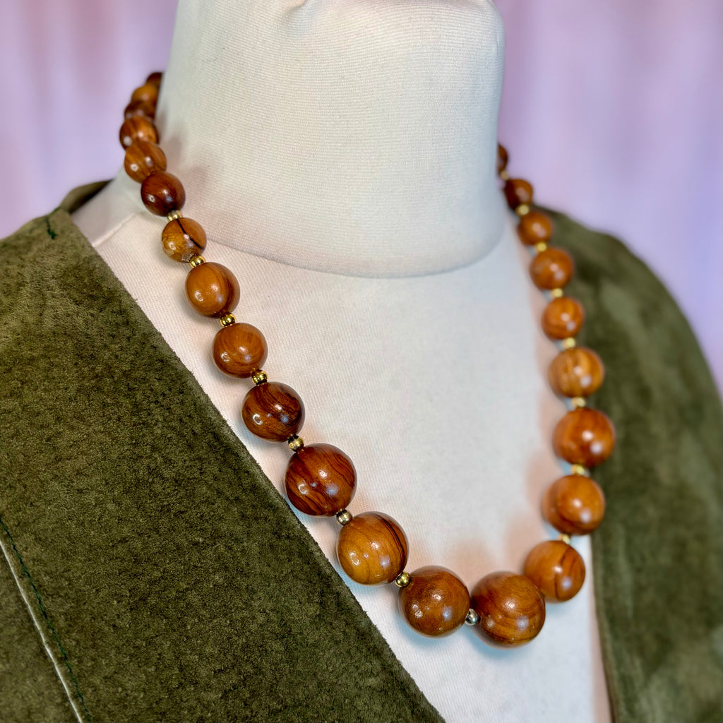 1980s Wooden beaded  necklace