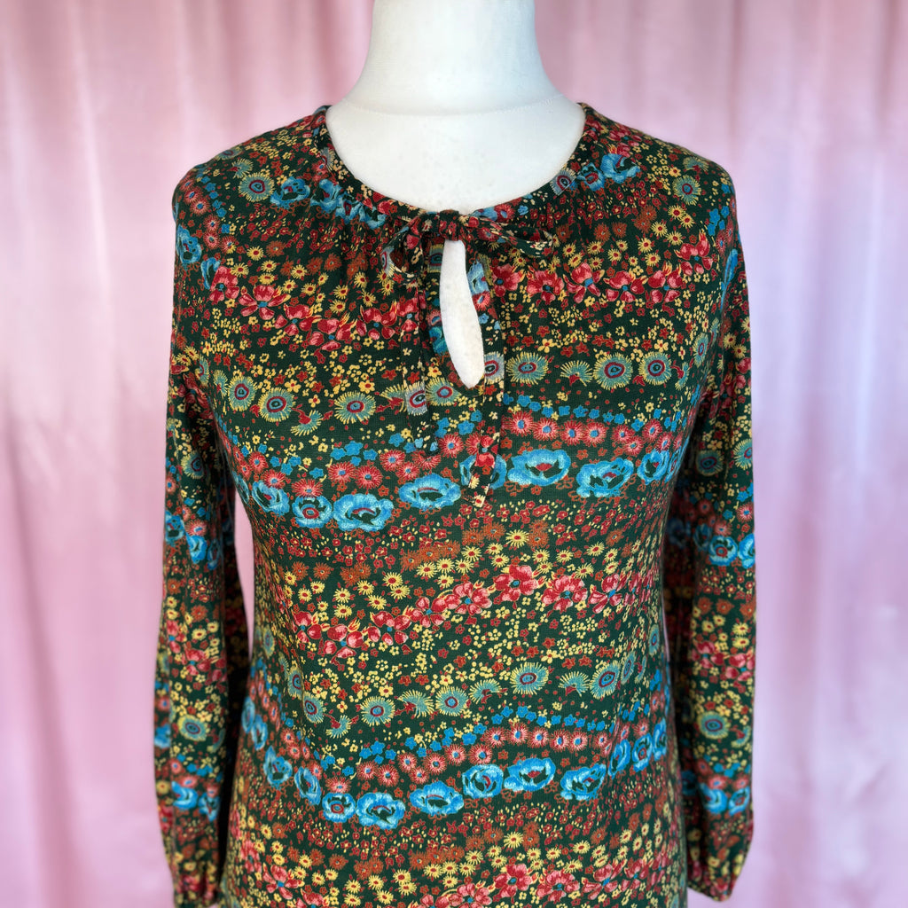 1970s Floral jersey dress, by St Michael, size 12