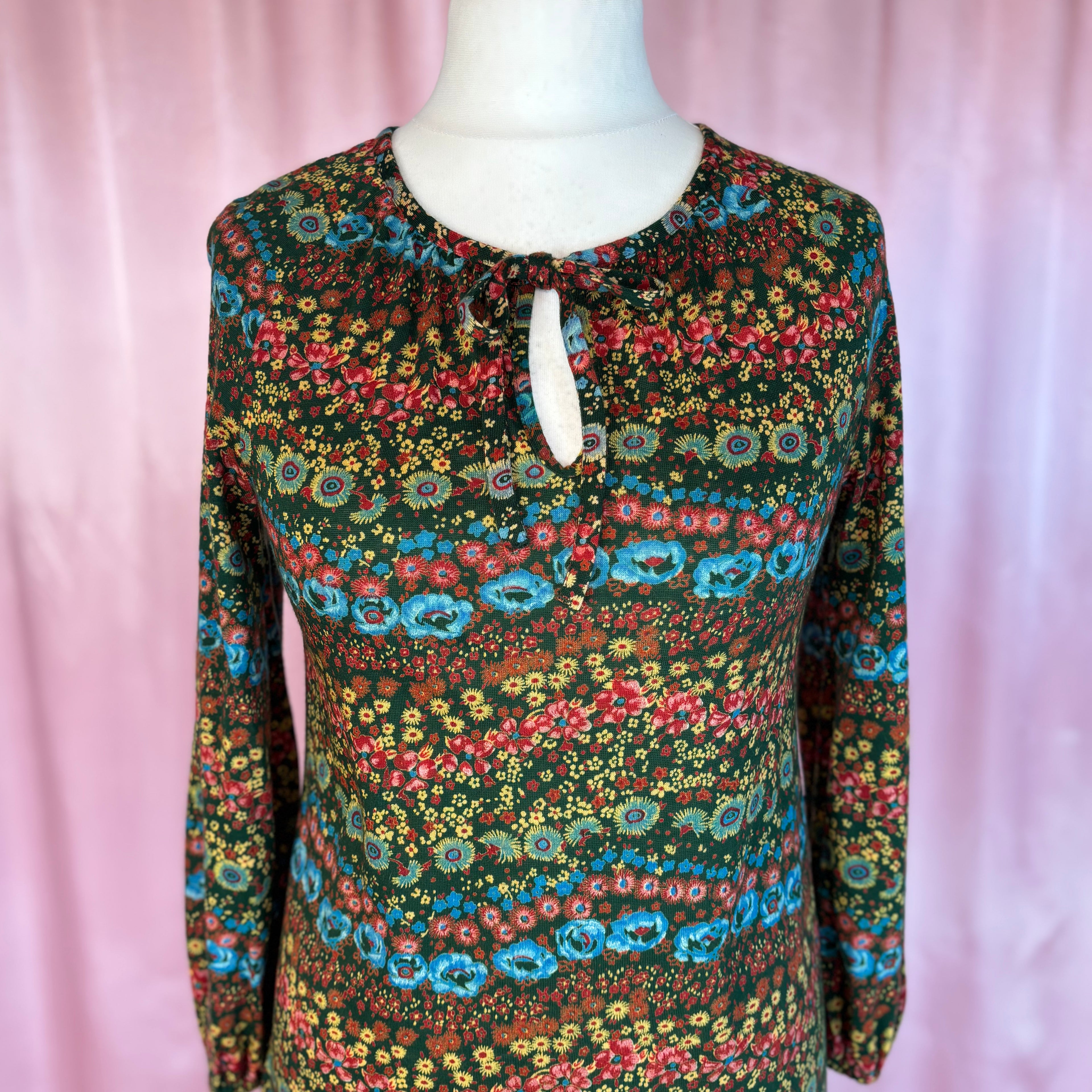 1970s Floral jersey dress, by St Michael, size 12