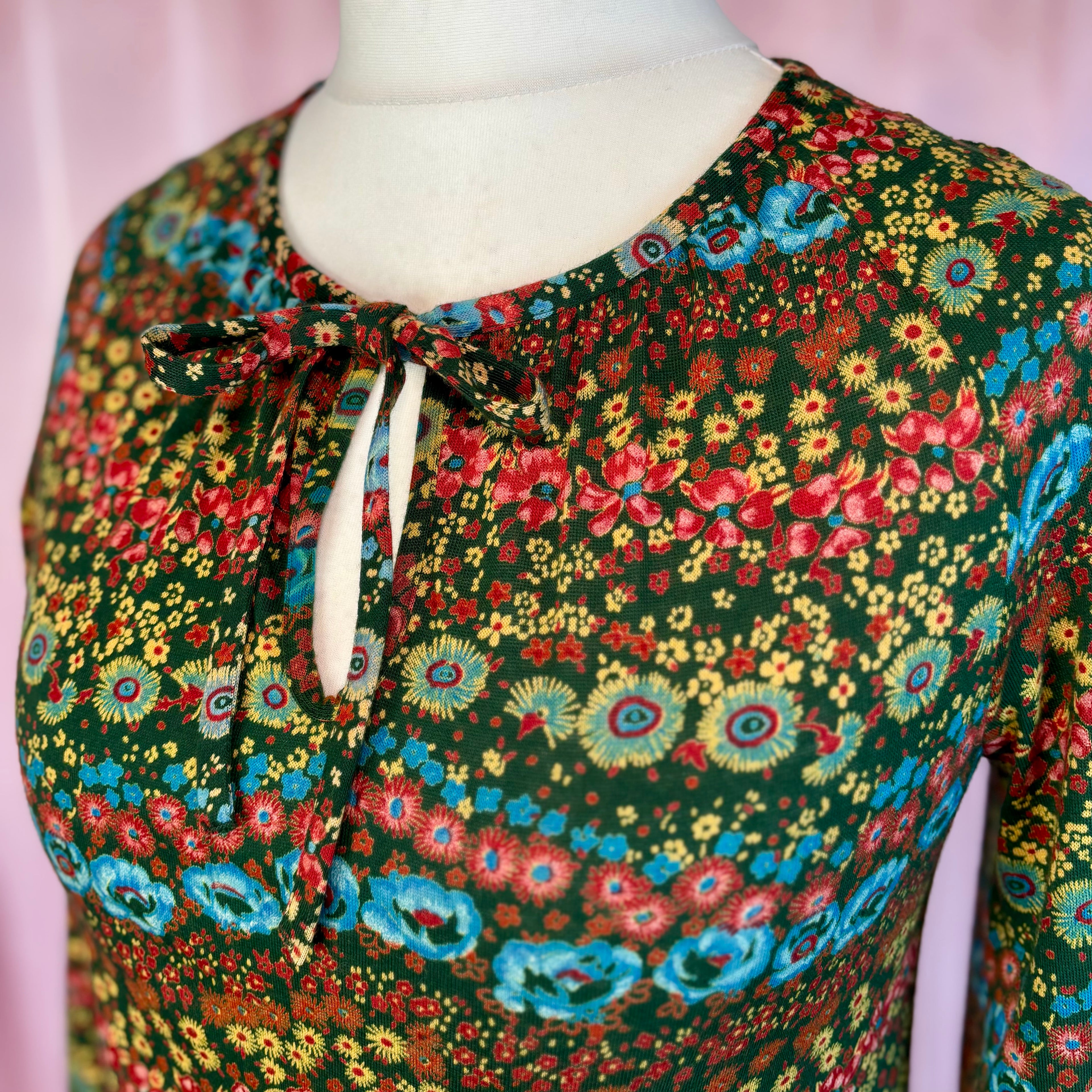 1970s Floral jersey dress, by St Michael, size 12