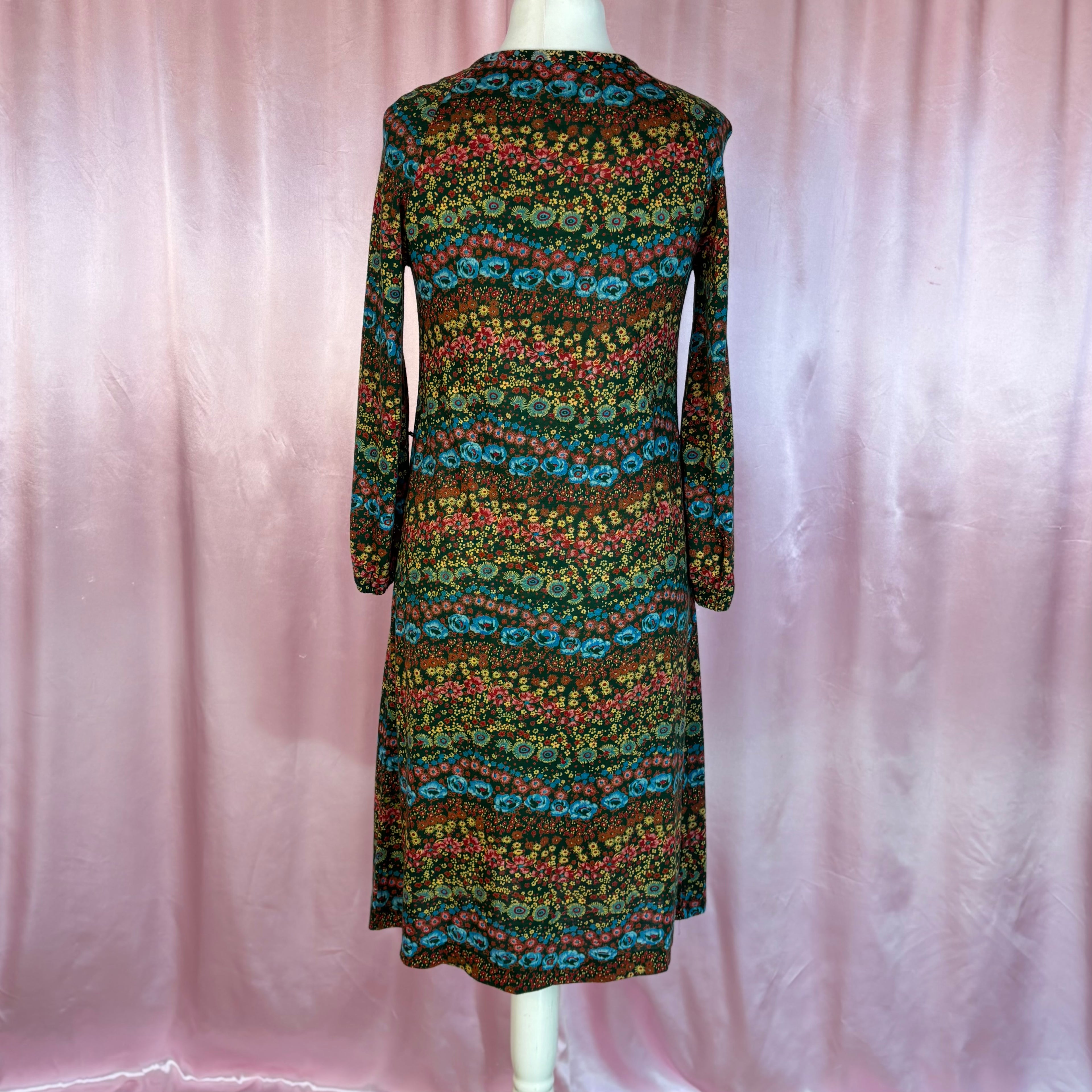 1970s Floral jersey dress, by St Michael, size 12