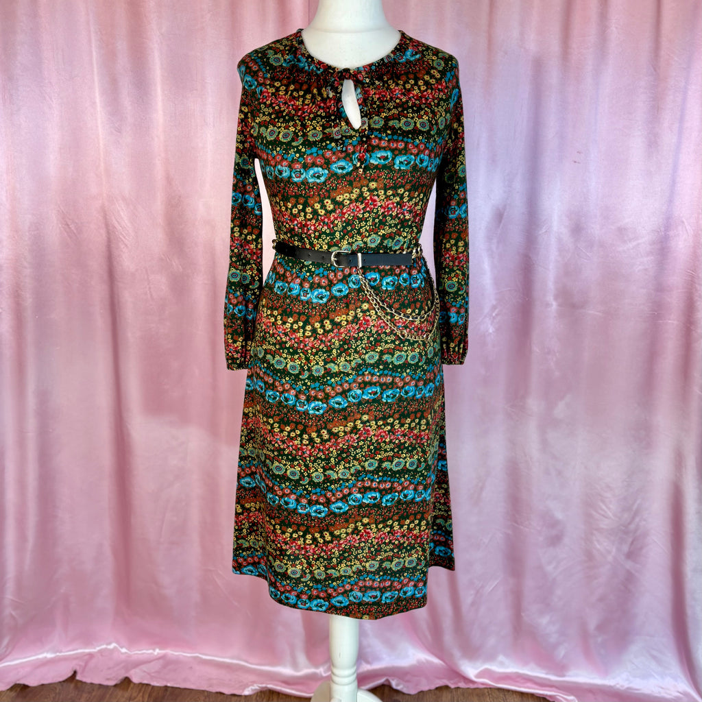 1970s Floral jersey dress, by St Michael, size 12