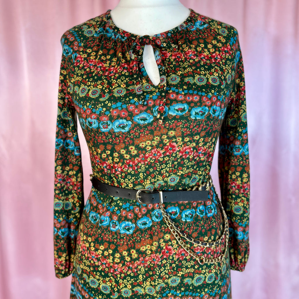 1970s Floral jersey dress, by St Michael, size 12