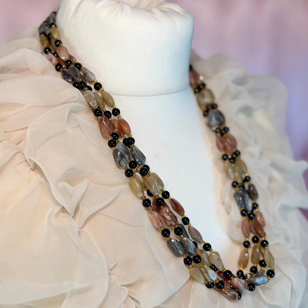 1980s Marbled multi strand necklace
