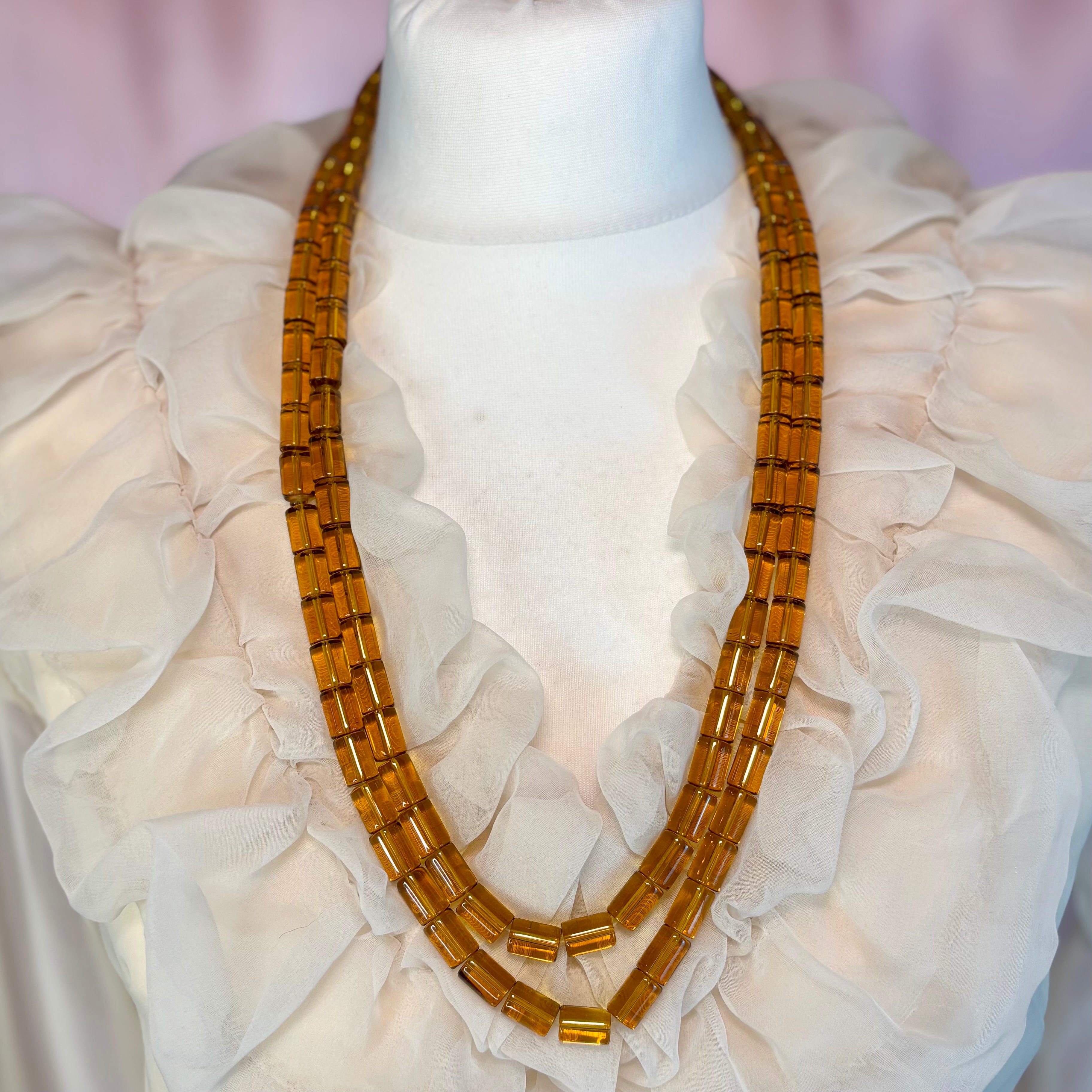 1980s Amber glass necklace