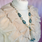 1980s Blue beaded tassel necklace