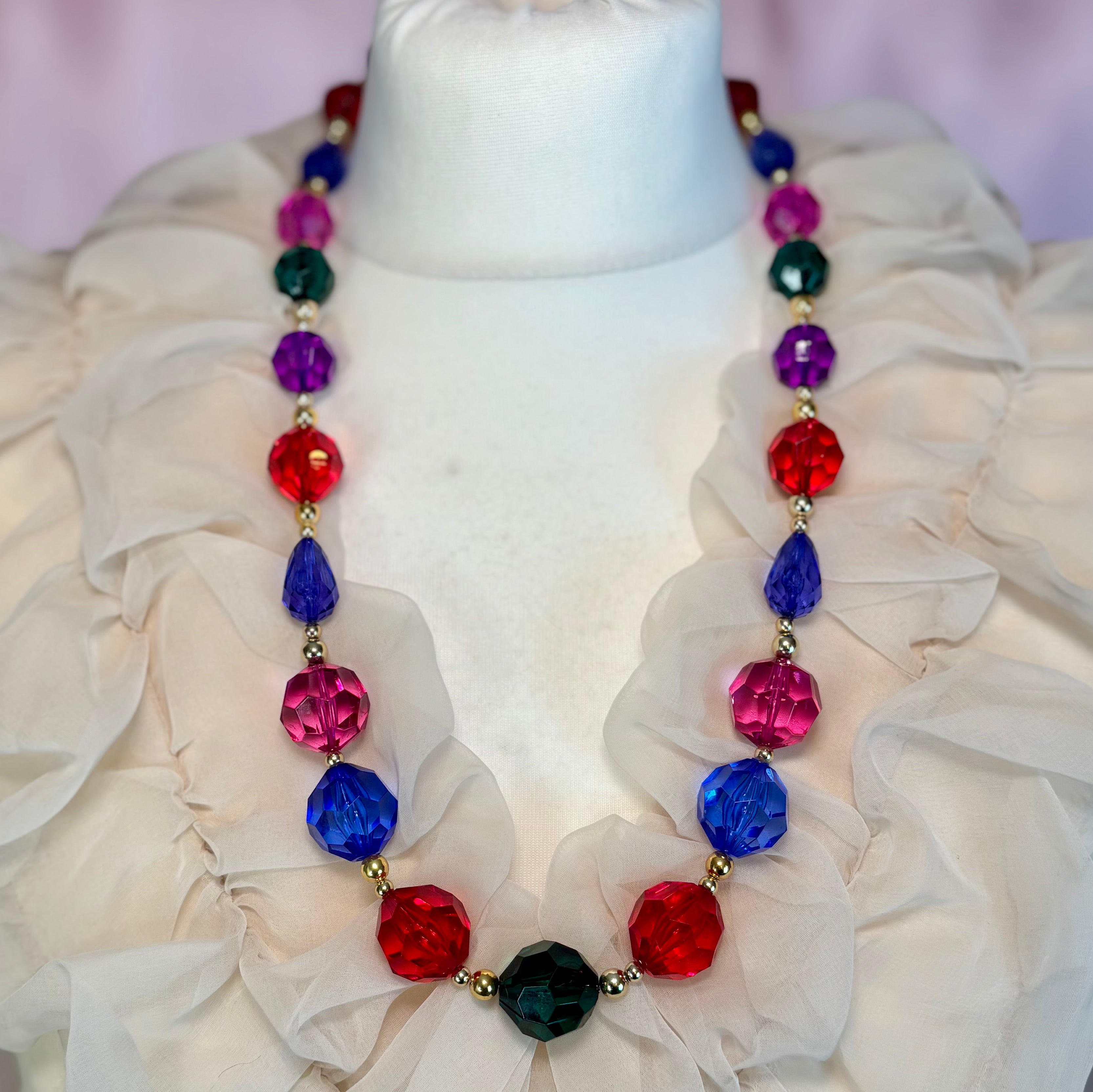 1980s Multicoloured chunky bead necklace
