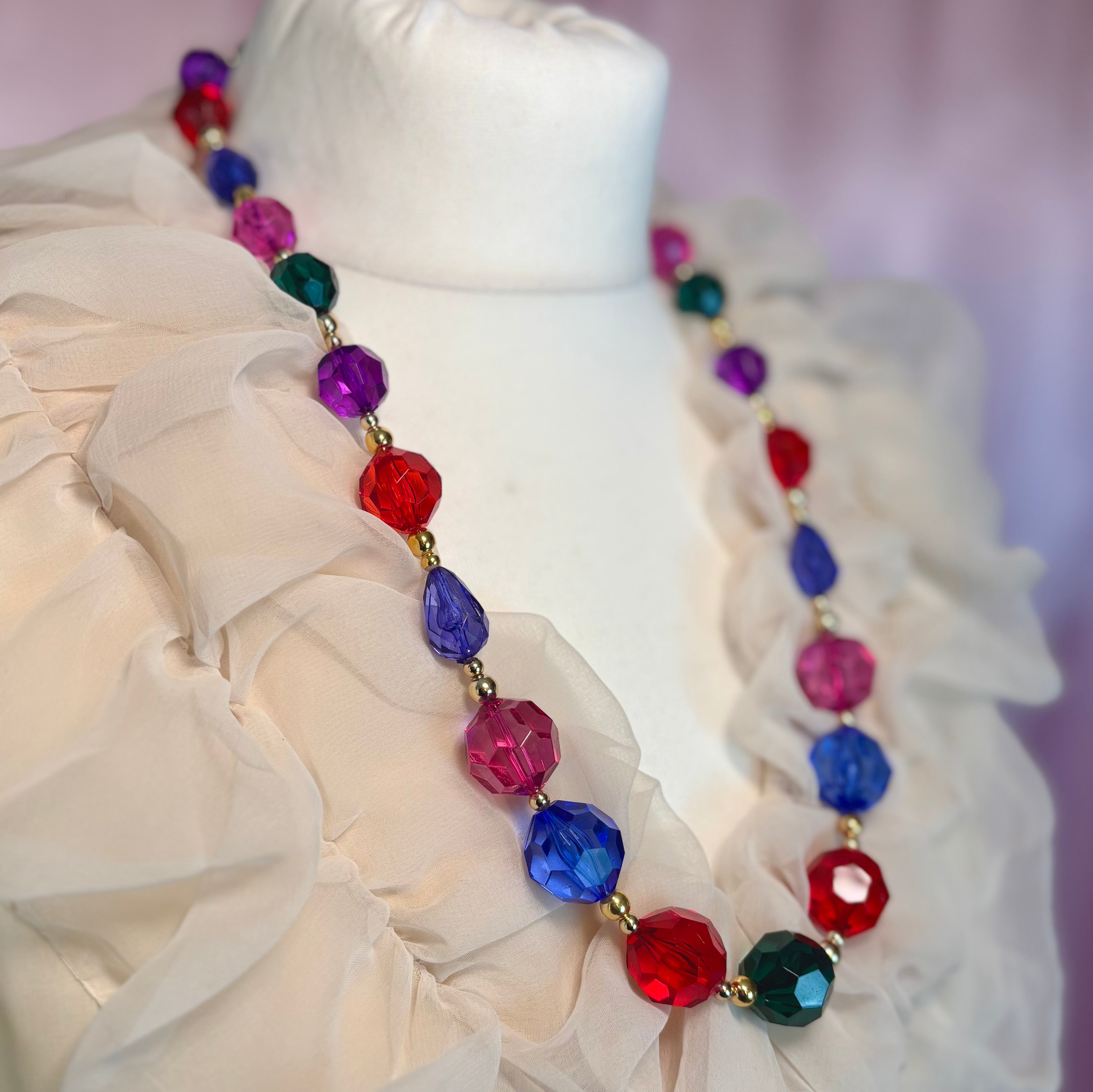 1980s Multicoloured chunky bead necklace