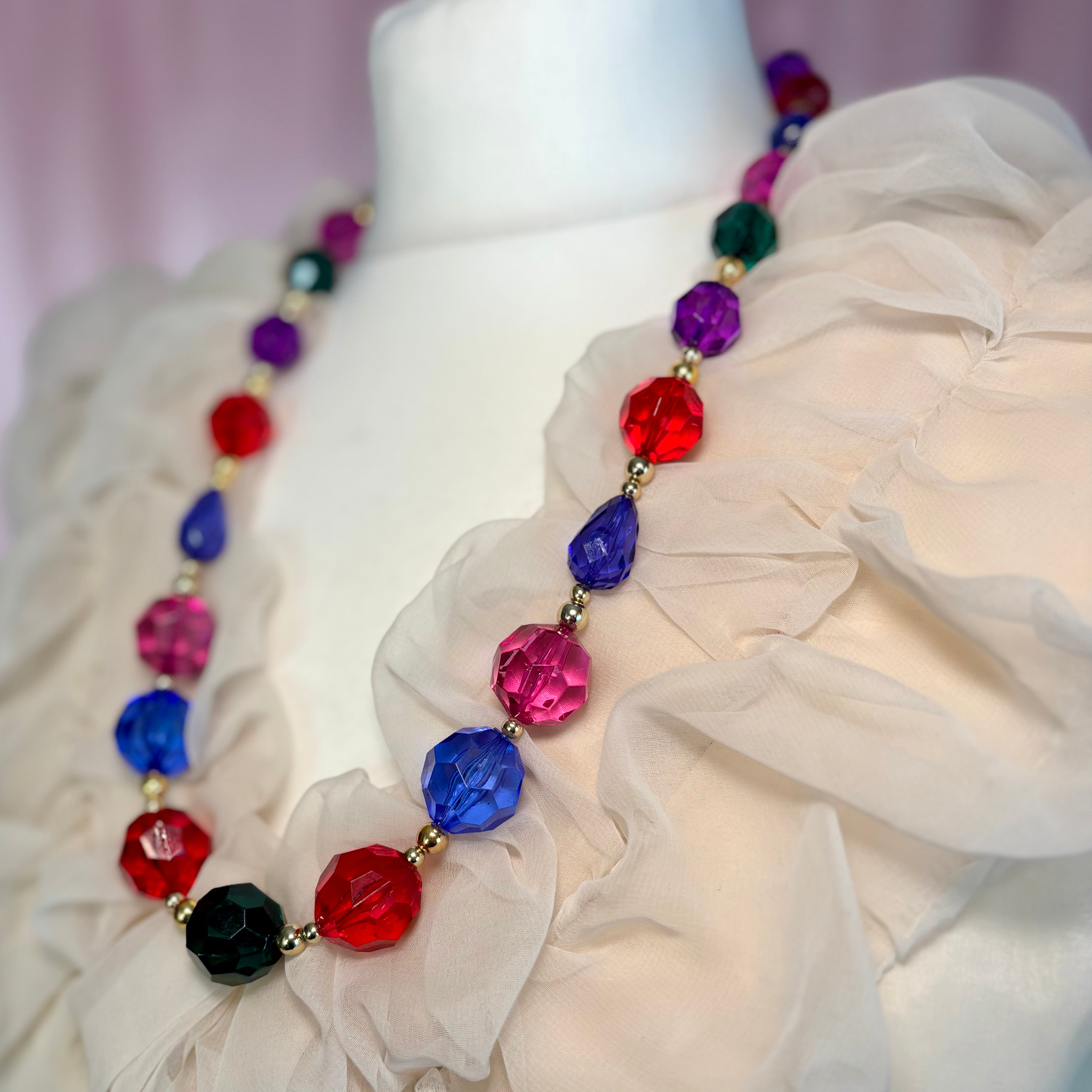 1980s Multicoloured chunky bead necklace